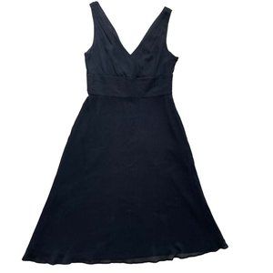 🌺SALE🌺 Vintage J.CREW Black Silk Surplice Neckline Midi Dress Size 6
